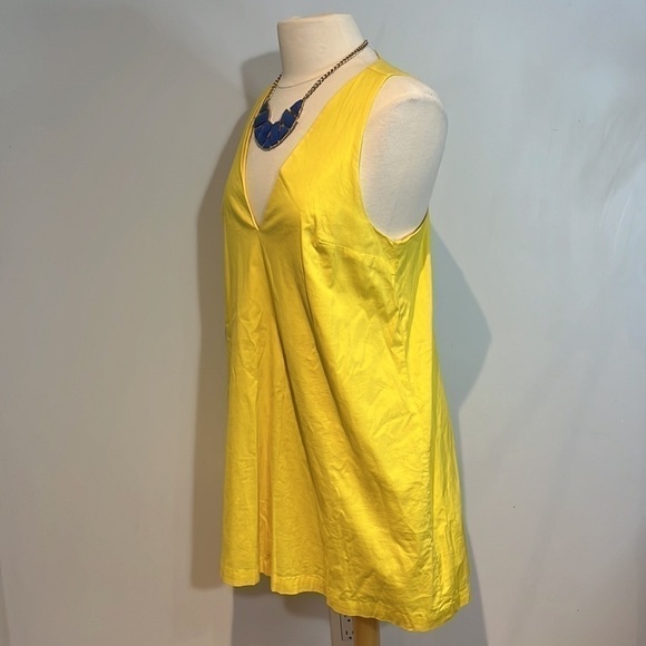 Free People yellow “V” neck mini dress size M/L - Picture 3 of 12
